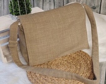 Shoulder bag (color example sand) made of upholstery canvas in 36 different colors