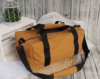 Sports/travel bag L (color example ochre), leisure bag, hand luggage, vacation bag, padded canvas in 36 colors