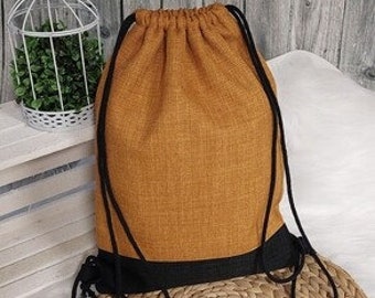 Gym bag (color example ochre) made of upholstery canvas, sports bag in 36 colors