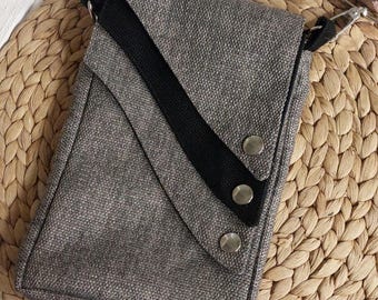 Umhängetasche/Handtasche klein (Farbbeispiel metallgrau) aus Polstercanvas in 36 Farben