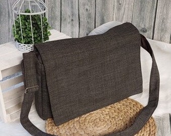 Shoulder bag (color example graphite) made of upholstered canvas in 36 different colors