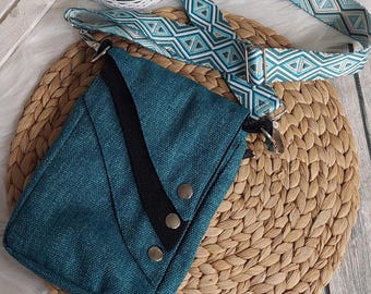 Umhängetasche/Handtasche klein (Farbbeispiel petrol) aus Polstercanvas in 36 Farben