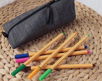 Pencil case (color example dark gray), pen case, pencil case, pencil case made of upholstered canvas in different colors