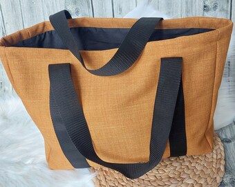 Einkaufstasche "Shopper L" (Farbbeispiel ocker) aus Polstercanvas, Tasche, Reisetasche, Freizeittasche, Sporttasche in 18 Farben