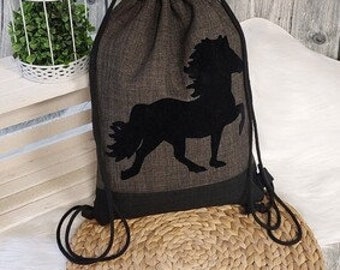 Gym bag (color example graphite), Icelandic print, sports bag made of padded canvas in 36 colors