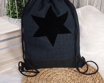 Gym bag (color example navy), star print, sports bag made of padded canvas in 36 colors