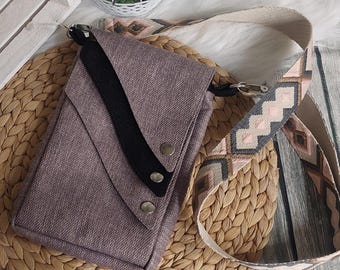 Umhängetasche/Handtasche klein (Farbbeispiel flieder) aus Polstercanvas in 36 Farben