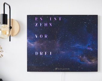WordClock Jupiter SPACE - Word Clock in German - Modern LED Wall Clock with Space Motif and App Control