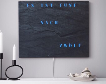 Bausatz WordClock Jupiter Schiefer Optik -  Wortuhr zum Selberbauen - LED-Wanduhr für Bastler und Heimwerker