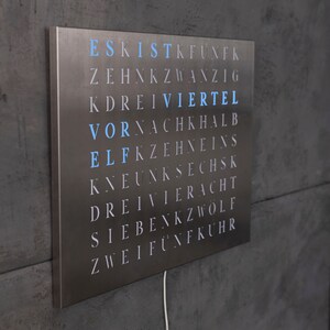 Word clock kit lasered stainless steel in silver, black, gold - Build your own WordClock Jupiter - LED wall clock for hobbyists & DIY enthusiasts