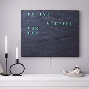 Kit WordClock Jupiter SLATE - Monte seu próprio relógio de palavras - Relógio de parede LED para amadores e entusiastas do faça você mesmo