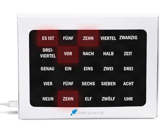 BoxClock DIY Kit - Table Clock with Word Display - LED Desk Clock