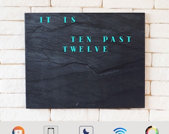 WordClock Jupiter Dark Slate - word clock in English - modern LED wall clock - LED Wall Clock for home and office