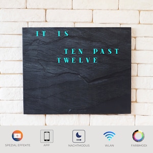WordClock Jupiter Dark Slate Design - Relógio de palavras em INGLÊS - Relógio de parede LED