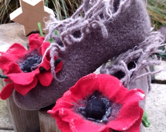 Filzschuhe Feenfinken Mohn 37/38 sofort versandfertig