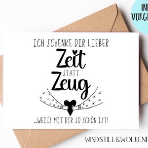 Karte Gutschein geschenkgutschein  Zeit statt Zeug