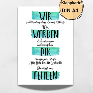 Karte DIN A4 Abschied Kollegin Kollege Verabschiedung Ruhestand Rente