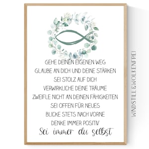 Geschenk Konfirmation Kommunion Firmung Mutmacher Wünsche - Konfirmationsgeschenk Kommunionsgeschenk Eukalyptus
