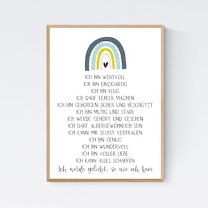 Geschenk zum Schulanfang Einschulung Affirmationen Affirmationsposter Kinder petrol