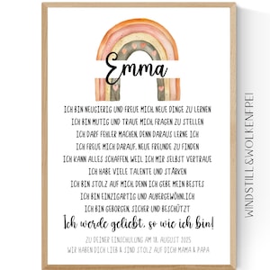 Geschenk zur Einschulung Schulanfang Wünsche für das Schulkind Poster Mädchen Jungen mit Name personalisierbar Einschulungsgeschenk