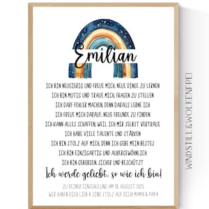 Geschenk zur Einschulung Junge Mädchen Schulanfang Affirmationen für das Schulkind Poster mit Name personalisierbar Einschulungsgeschenk