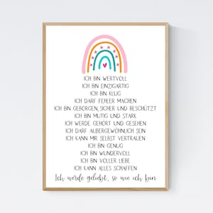 Geschenk zum Schulanfang Einschulung Affirmationen Affirmationsposter Kinder Kind Pink 画像 1