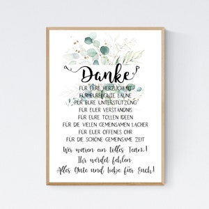 Abschiedsgeschenk TEAM Geschenk zum Abschied vom Team Kollegen Poster Druck Eukalyptus