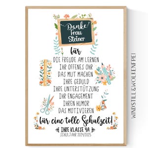 Personalisiertes Poster als Geschenk zum Abschied Grundschule – Lehrerin Abschiedsgeschenk