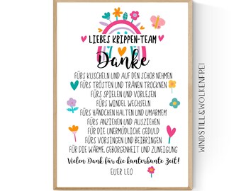 Abschiedsgeschenk Krippen Team Abschied Krippe Erzieherin Geschenk Danke personalisiert mit Namen