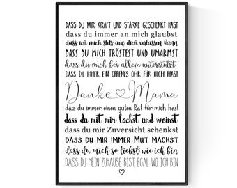 Geschenk zum Muttertag MAMA Bedanken Muttertagsgeschenk  Poster Beste Mutti Beste Mama