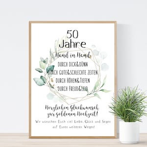 Geschenk zur Goldenen Hochzeit Wünsche Goldene Hochzeit Poster Druck