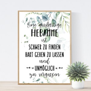 Geschenk Hebamme Abschiedsgeschenk Hebamme Danke Hebamme Geschenk Poster Bild Eukalyptus Bild ohne Rahmen