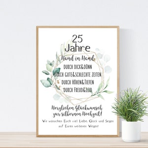 Geschenk zur Silbernen Hochzeit Wünsche Silberne Hochzeit Poster Druck
