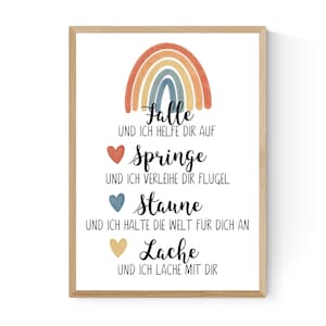 Geschenk zur Taufe Taufgeschenk Taufbrief Geburt Poster Kinderzimmer Babyzimmer Regenbogen