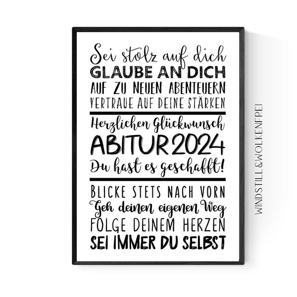 Geschenk zum Abitur  AbiGeschenk | Abiturient Poster Geschenk | Poster Abi 2024 | Geschenkidee Abiturient | Junge Mädchen