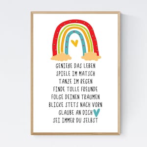 Geschenk zur Kommunion Erstkommunion Wünsche Mutmacher Kommunionsbrief Poster Regenbogen rot