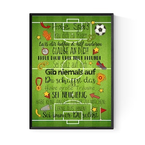 Geschenk zur Einschulung Schulanfang Wünsche Mutmacher Poster Kinderzimmer Druck Fussball Jungs