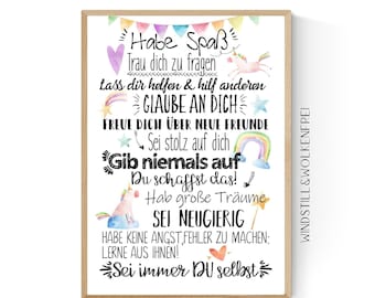 Back to school gift, back to school wishes, encouragement poster, children's room print, unicorn back to school gift