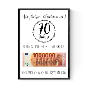 Geschenk zum 70.Geburtstag Geldgeschenk Poster Siebzig