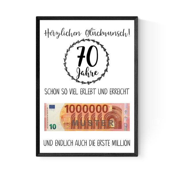 Geldgeschenk 70. geburtstag frau Etsy.de