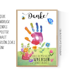 Persönliches  Abschiedsgeschenk Erzieherin Tagesmutter Kita Kindergarten Krippe Grundschule Lehrerin Handabdruck Geschenk Danke