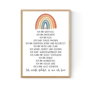 Geschenk zum Schulanfang Einschulung Affirmationen Affirmationsposter Kinder Kind Bild Boho