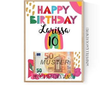 Geschenk für Tochter zum 10.Geburtstag | Geldgeschenk | Poster personalisierbar mit Namen