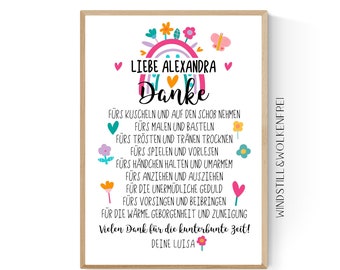 Abschiedsgeschenk Erzieherin Tagesmutter Kinderpflegerin Geschenk Danke personalisiert mit Namen