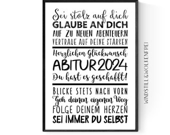 Geschenk Abitur 2024  AbiGeschenk | Abiturient Poster Geschenk | Poster Abi  | Geschenkidee Abiturient | Junge Mädchen