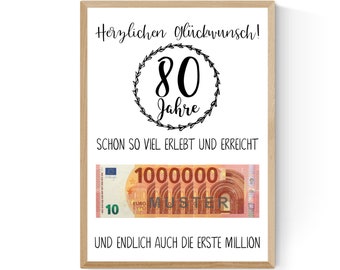 Geschenk zum 80.Geburtstag | Geldgeschenk | Poster| Achtzig | Achtzigster |