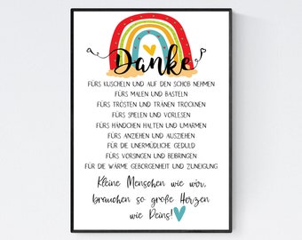 Danke Erzieher Erzieherin Abschiedsgeschenk Kindergarten Kita Kinderpflegerin Geschenk Regenbogen rot