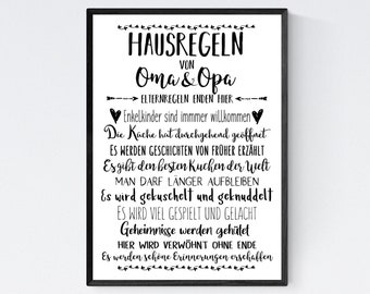 Geschenk Weihnachtsgeschenk Oma Opa Grosseltern Hausregeln Poster