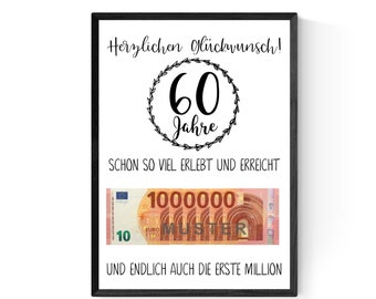 Geschenk zum 60.Geburtstag | Geldgeschenk | Poster| Sechzig | Sechzigster |