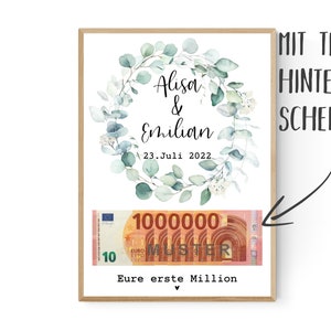 Geldgeschenk zur Hochzeit | Geschenk für Brautpaar | Hochzeitsgeschenk personalisiert | Poster |